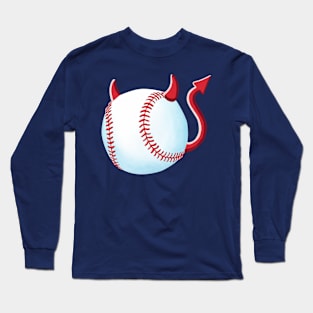 Baseball With Cute Devil Horns Long Sleeve T-Shirt